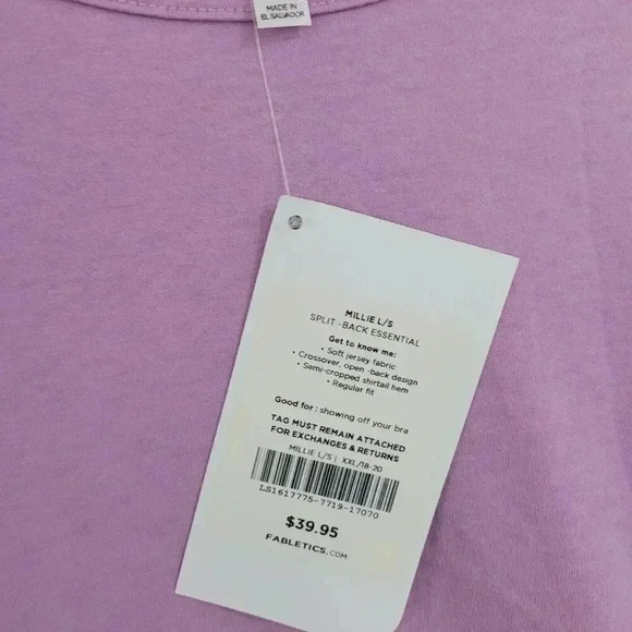 NWT Fabletics Millie Women's Split Back Essential Top XXL Lavender 21CT - Picture 5 of 8